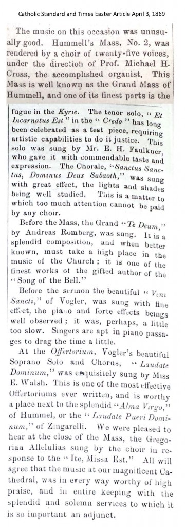 Catholic Standard and Times Easter Article April 3 1869